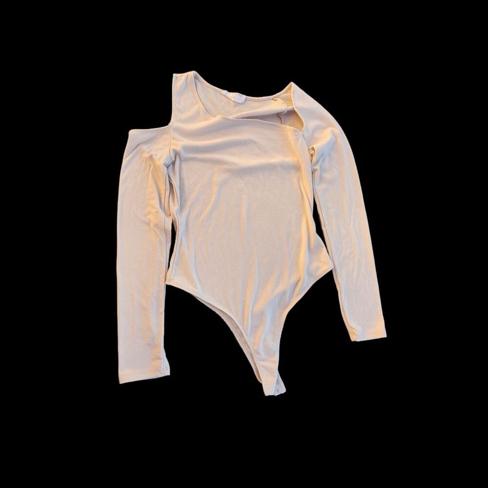 Lush‎ Anthropologie Asymmetrical Long Sleeve Body Suit Womens SZ Medium Capsule